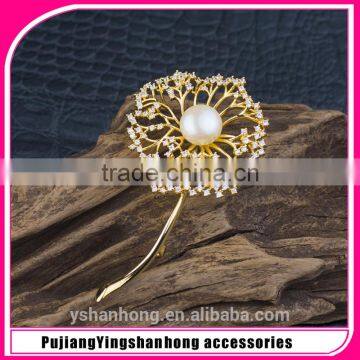 Fashion natural pearl inlay zircon shawl brooch buckle