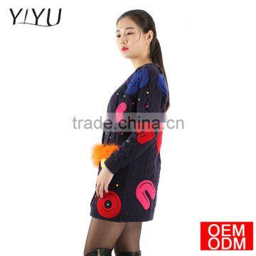 Womens Cute Embroidery Wool Knit Cardigan Sweater Tops Mujer photo-2