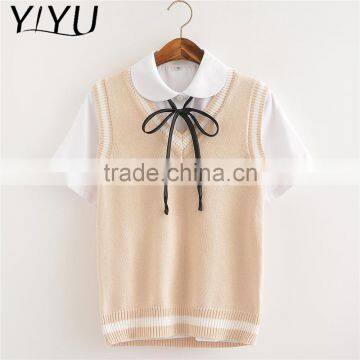 Newest Winter Fall Girl Lovely Apricot School Uniform Sweater Vest photo-3
