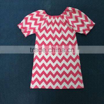 QL-355 short sleeve pink chevron cute baby dresses 2016