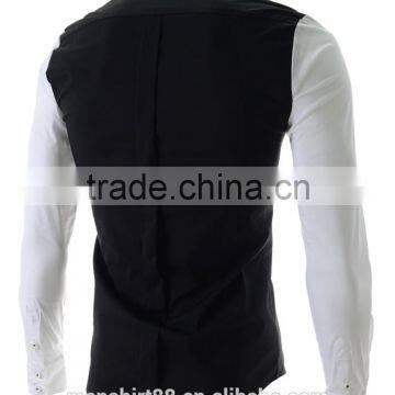 2017 Latest Designer Contrast Collar and Sleeve Slim Fit Dress Men Shirt photo-4