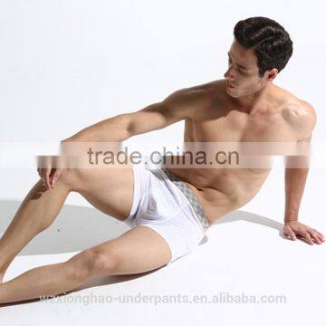 High Waist Dye Yarn Europe Size Plain White Cotton Men's Underwear Boxer Shorts photo-4