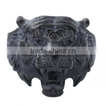 Titanium Steel Unadjustable Rings Black Tiger Animal