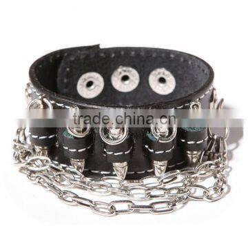 Bullet Tassel Chain Bracelet Punk Style Cow Leather Bracelet