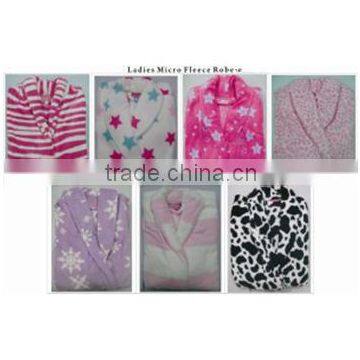 Winter thickness various printed coral fleece bathrobe for ladies