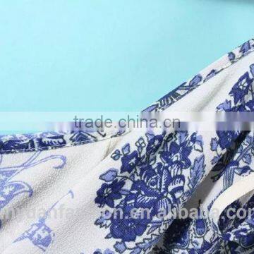 2017 New Model Summer Dress Women off Shoulder Straight Loose Blue and White Porcelain Printed Dress photo-4