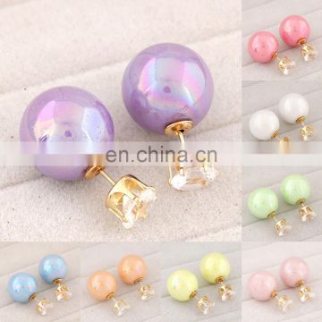 New Fashion Women Gold Plated Rhinestone Crystal Pearl Elegant Ear Stud EarringsJE4021