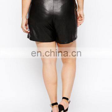 Plus Size Best Price Leather Shorts for Women Black Leather Casual Shorts