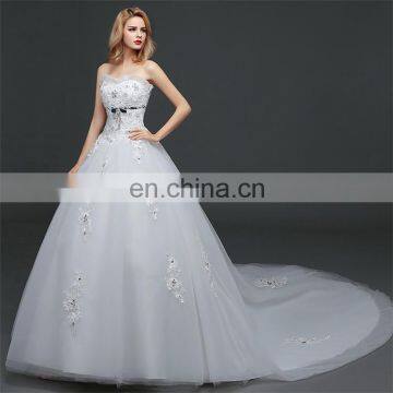 HS1628 Made in China 2017 Strapless Bling Princess Puffy Prom Ball Gown Wedding Dress photo-2