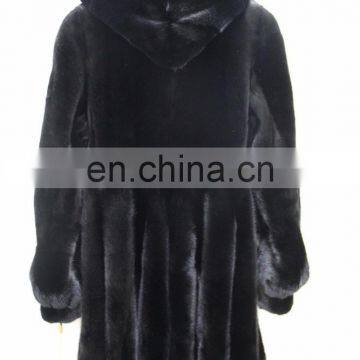 Wholesale Lastest Luxury Soft Mink Coat Jacket Hooded Woman Long Mink Fur Coat With Prices photo-3