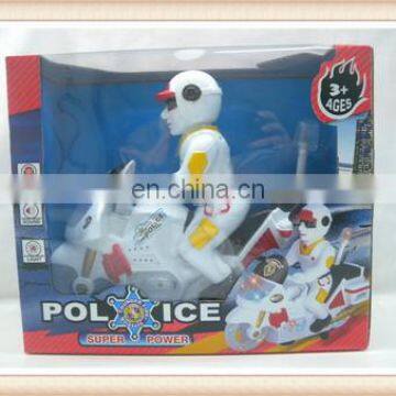 wholesell white color flash music b/o police motorcycle toy