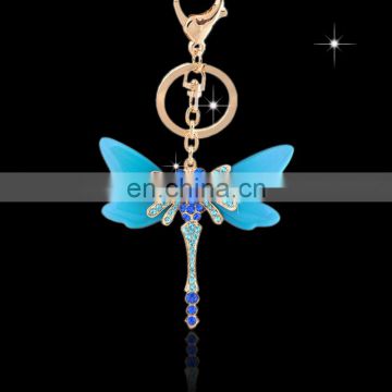 Wholesale Promotional cheap Fashion metal rhinestone insect dragonfly Key Chain MCA-0047