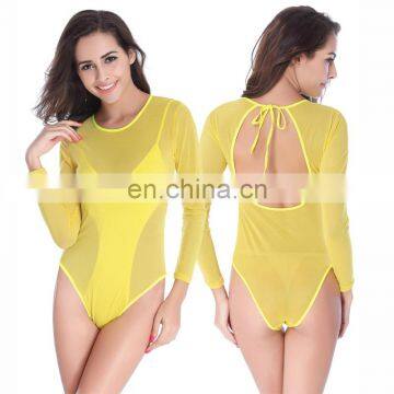 Stretch - Mesh Layer Sunblock High Cut Sex photo Hot open Women Swimming suit