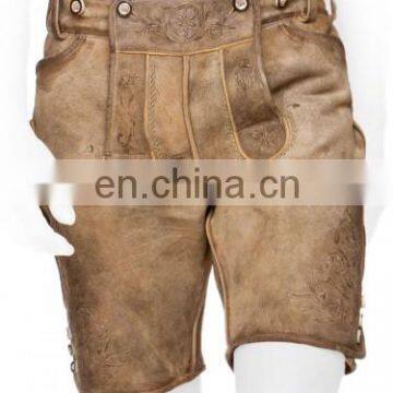 German-Bavarian-Oktoberfest-Trachten-Short-Length-Lederhosen-Men's Leather Shorts Antique Corn