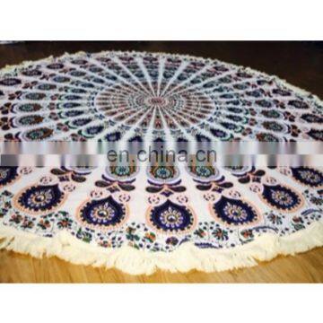 Exclusive Handmade natural Print Beach Throw Mandala Tapestry Hippie Yoga Mat Table Runnerbeach throw online