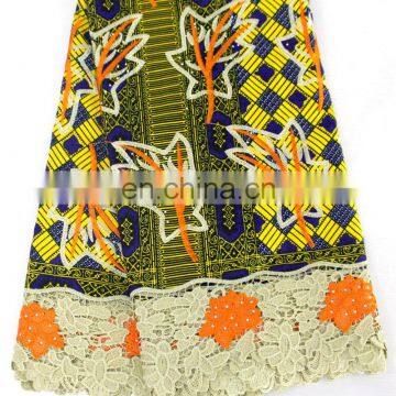 Beading Embroidery Wax With Guipure Lace/ankara With Cord/ African Wax With Laces Fabric With Stones photo-3