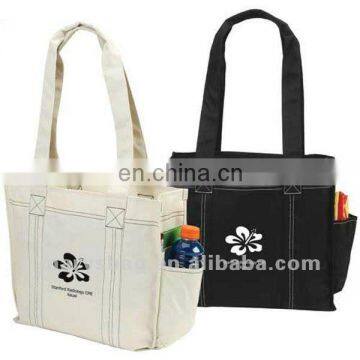 Contrast Polyester Tote Bag with Pen Slot and Side Pocket