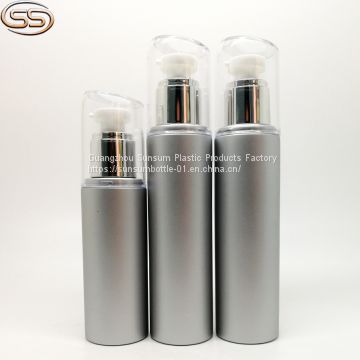 Matt silver skin care plastic lotion pump bottles for lotion cream use