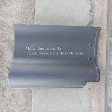 Interlocking Ceramic Roof Tile Glazed Surface Gray Use For Building Materials