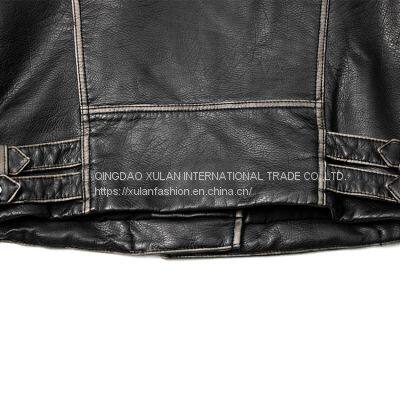 2021 New Women's Female Casual Zipper Leather Motorcycle Jacket With Lapel PU Leather Jacket photo-5