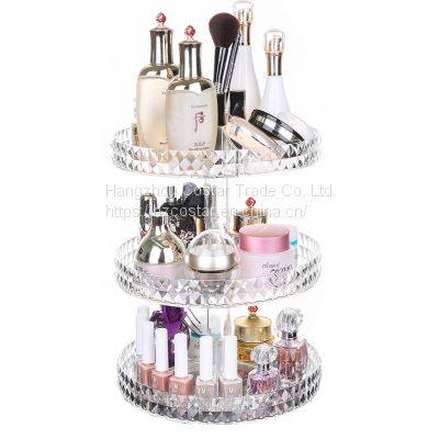Diamond 360 Makeup Organizer Cosmetic Storage Box Transparent Acrylic Swivel Desktop Shelf