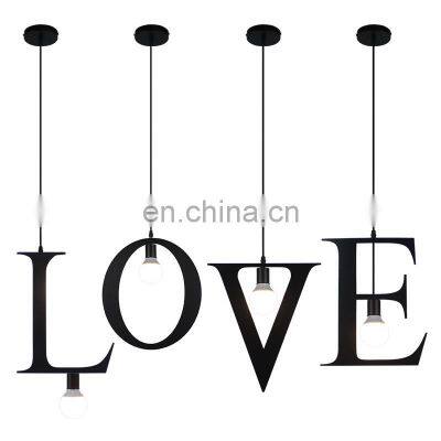 Metal Black English Alphabet Pendant Light Interior Decoration Industrial Pendant Light