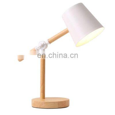 Black White Pink Color Table Lights Creative Wood Study Table Lamp for Kids