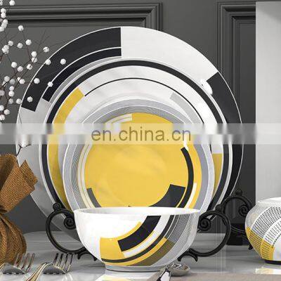 Modern Luxury Wholesale Yellow Dinner Plate Ceramic Porcelain Dinnerware Sets photo-5