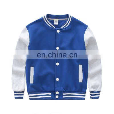 Manufacturer's custom brand LOGO children's baseball uniform school uniform 100% cotton sweater casual sports cardigan jacket