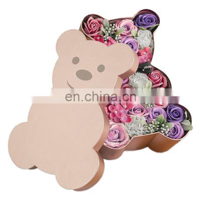 Innovate animal bear shape irregular empty flower decoration paper box for soap permanent flower