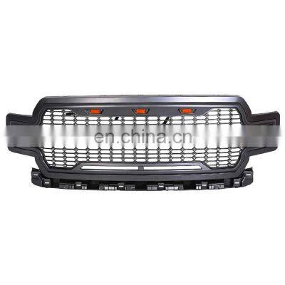 For F150 2018 2019 2020 Raptor Style Front Grille Grill Black Amber LED Light