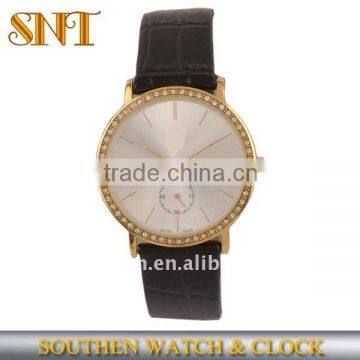 SNT-B025 men Japan movement genuine leather quartz watch