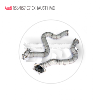 HMD Exhaust Manifold High Flow Downpipe for Audi RS6 RS7 C7 4.0T Car Accessories With Catalytic Header Without Cat Catless Pipe whatsapp008613189999301