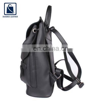 Custom Made Flap Closure Type Latest Fashion Style All Season Used High Black Fittings Genuine Leather Backpack for Sale
