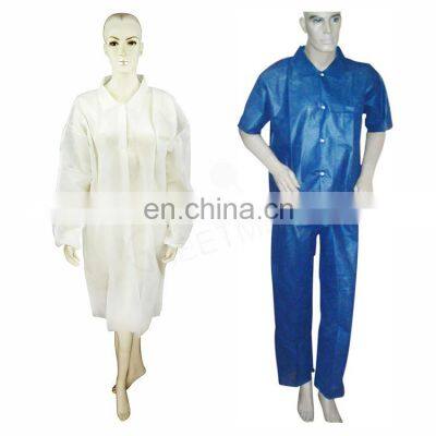 Greetmed disposable short sleeve non woven unisex custom blue colored medical dental white lab coat