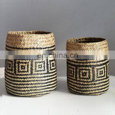 Little Baskets Set of 2 Seagrass Storage Basket Handwoven Natural Flower Basket Wholesale