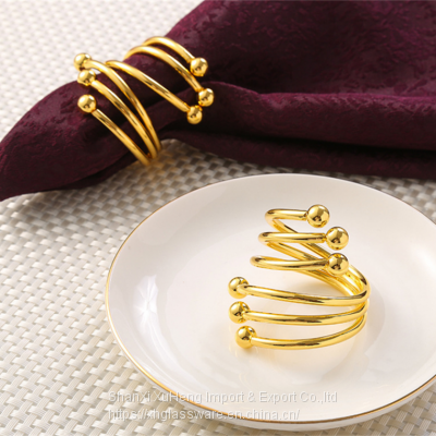 Wholesale Metal 6 Pearls Spiral Wedding Gold Napkin Ring photo-2