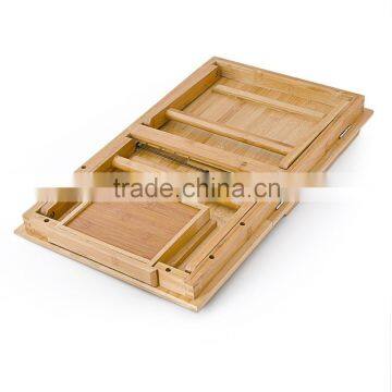 Bamboo Multi-Position Adjustable Laptop Computer Desk & Serving Bed Tray With Drawer photo-4
