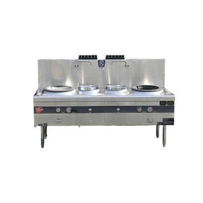 Economic External Mix Brick Series Natural Gas Double Wok & Double Warm Stove