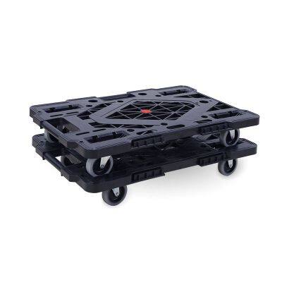 Folding Euro Pallet Crate Trolley 4 Wheel Silent Rolling Dolly Single Faced Blue Plastic Dolly With Wheels photo-4