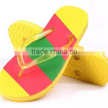 Fuzhou Mykhaki pe and pvc flip flop for wedge and gift