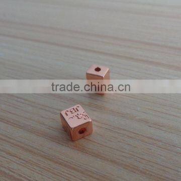 Hollowed Square Rose Gold Metal Logo Custom Engraved Beads