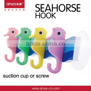 D513 sea horse shape wall stick plastic hook to hang clothes clothes hook wall hook