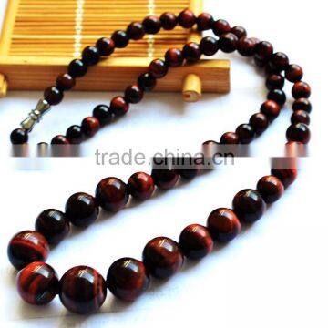 Charming Tiger Eye Stone Beads Round Jade Necklace