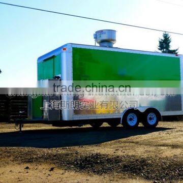 Green Biaxial Food TruckMobile Kitchen Tail Gate Food Vending Concession Trailer photo-5