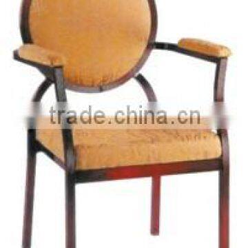 Modern Metal Stacking Hotel Banquet Chair Fabric Dining Room Chair With Armrest BY-1289