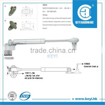 Hydraulic cabinet pneumatic supports and free stop hardware