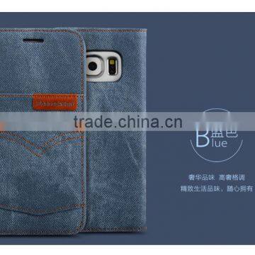 PEACOCKTION Jean Wallet Leather Case with Card Slot for Samsung S7 edge Soft TPU Micro magnetic adsorption flip case for S7