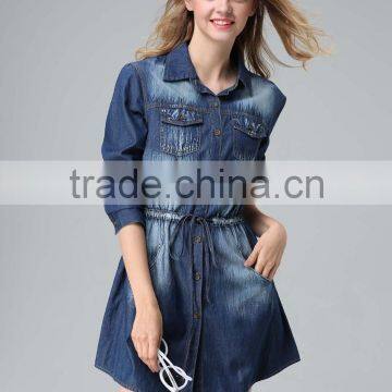 Garment Factory Manufacturer Winter Autumn Fashion Sexy Ladies Club Dress Sleeveless Top Blue Jeans Women Dresses photo-4