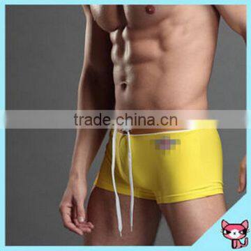 Hot swimming yellow men wearing womens swimwear